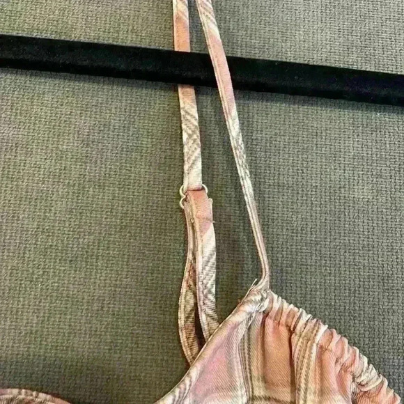 NWT Le Lis Dusty Peach Plaid Dress - Picture 5 of 7